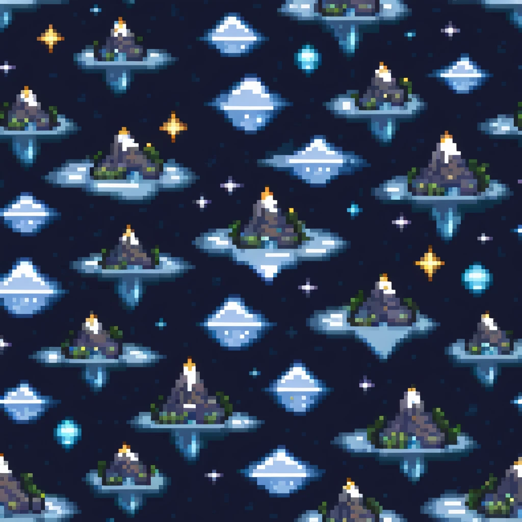 Starry night sky with floating islands and crystals emoji