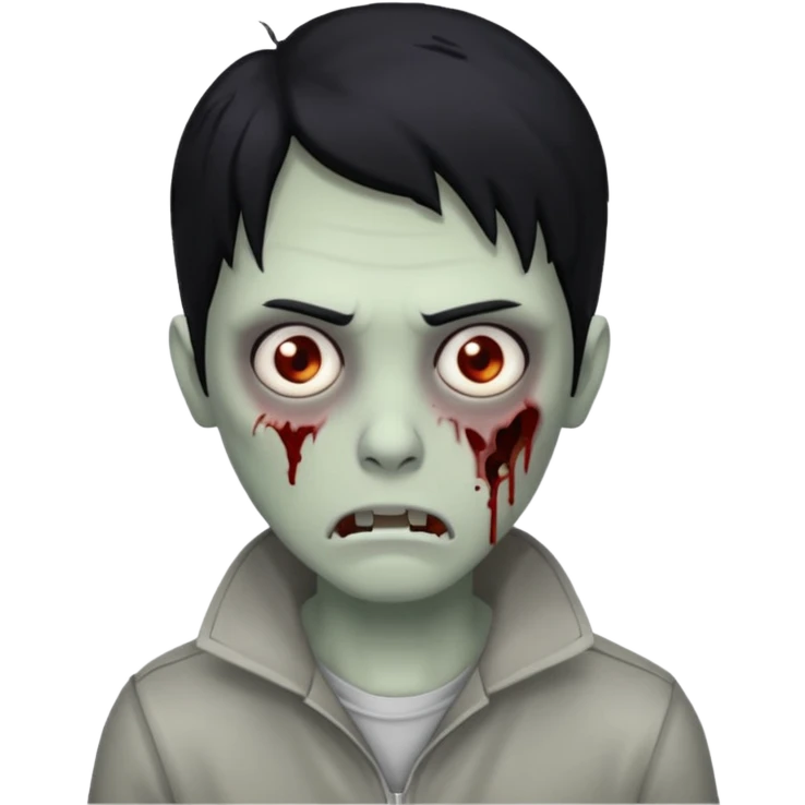 zombie com cabelo preto e fundo azul emoji