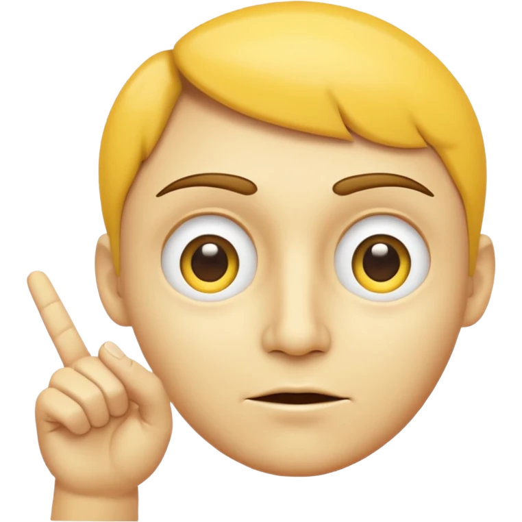 Yellow face with half-closed eyes and a pointing hand representing "I'm watching you" emoji