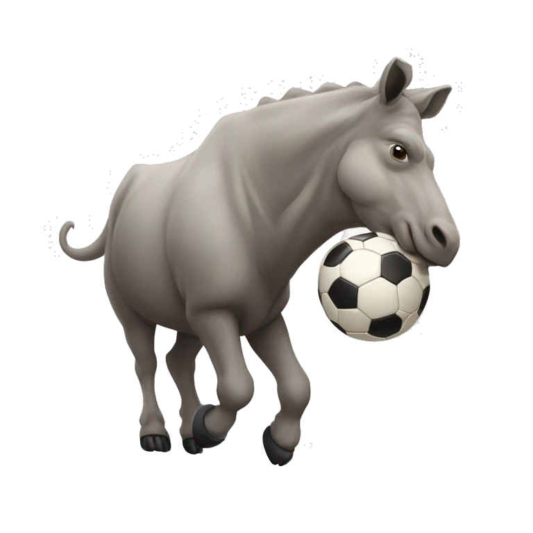 Rinoceronte forte e com raiva segurando uma bola de soccer na mão  emoji
