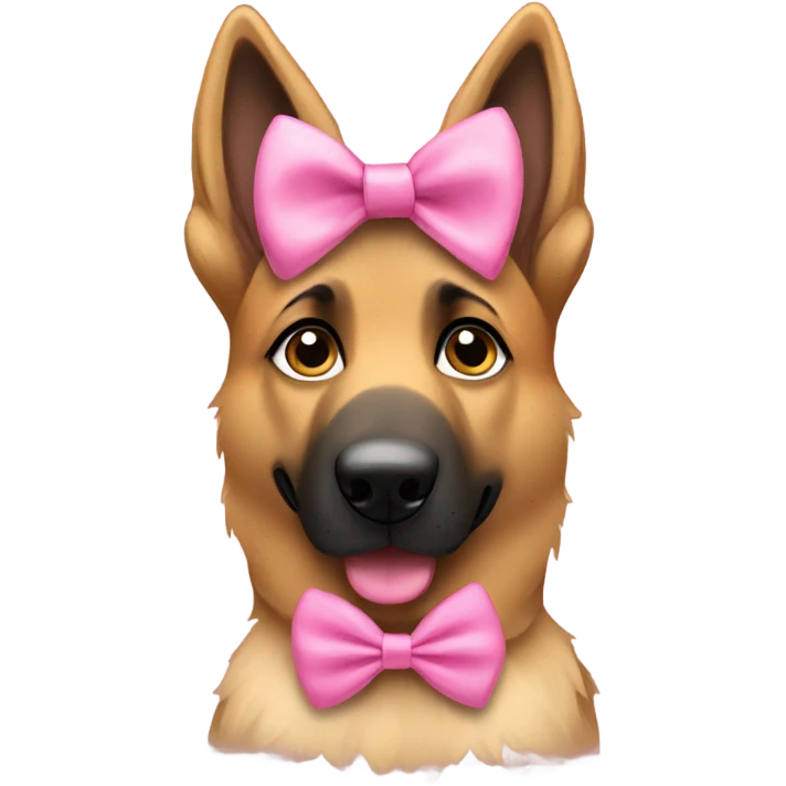 Girl German shepherd with a pink bow in her hair emoji