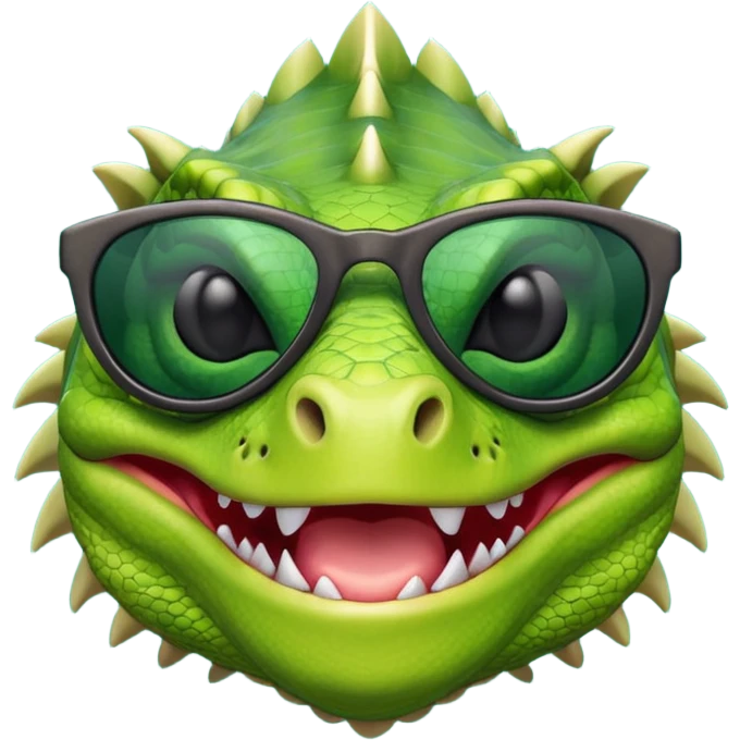 capitalist iguana head with black sunglasses smiling sarcastically emoji