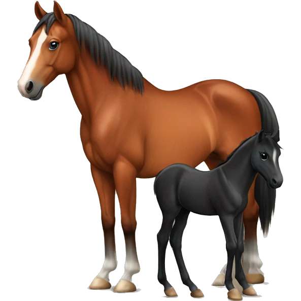 chestnut horse with blaze with black foal emoji