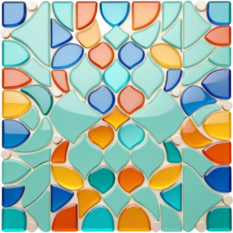 Mosaic icon, colorful stone or glass tiles, intricate patterns, tessellated design, minimalistic style, clean lines, transparent background. emoji