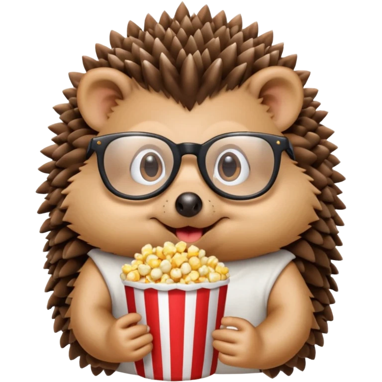 hedgehog with glasses eating popcorn emoji