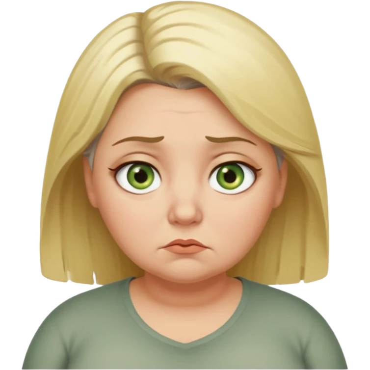 Overweight, blonde and grey haired female with golden green Hazel eyes having a bad week rolling eyes animated emoji