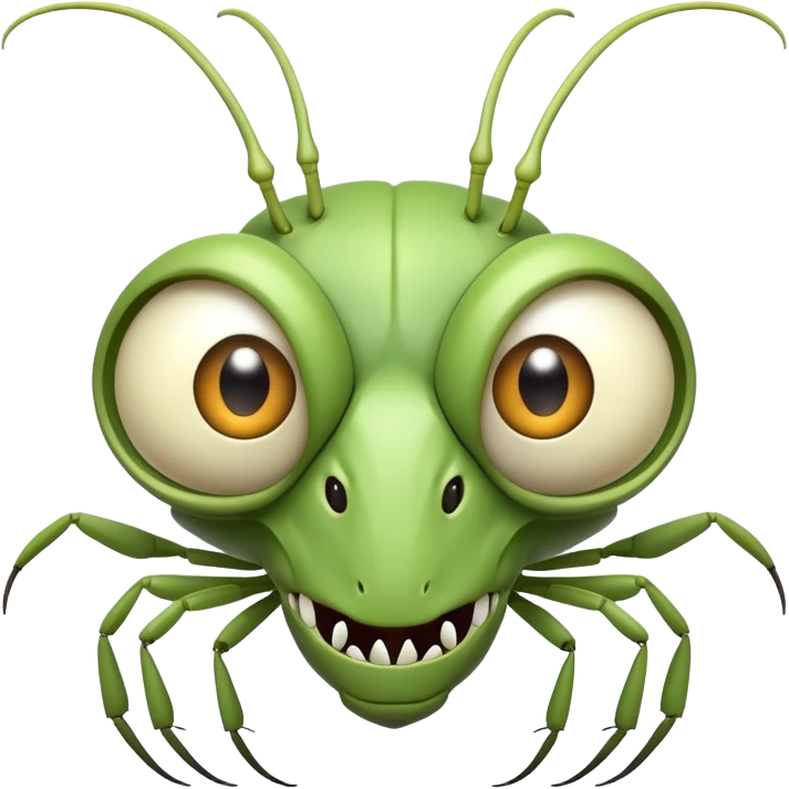 White monstrous mantis face emoji