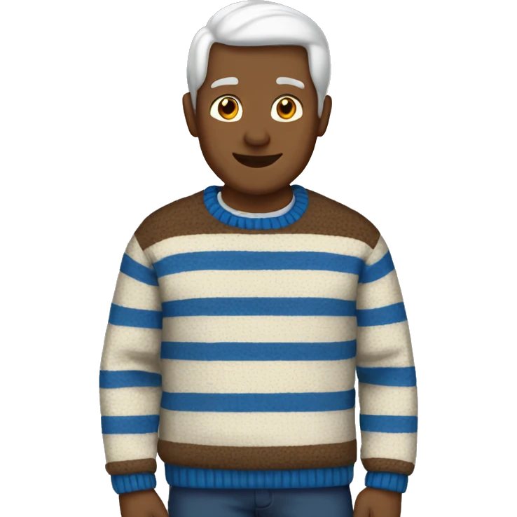 Brown, blue and white stripe sweater emoji
