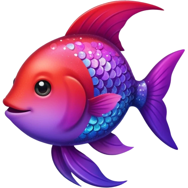 color gradient between red and purple glitter cute happy fish emoji