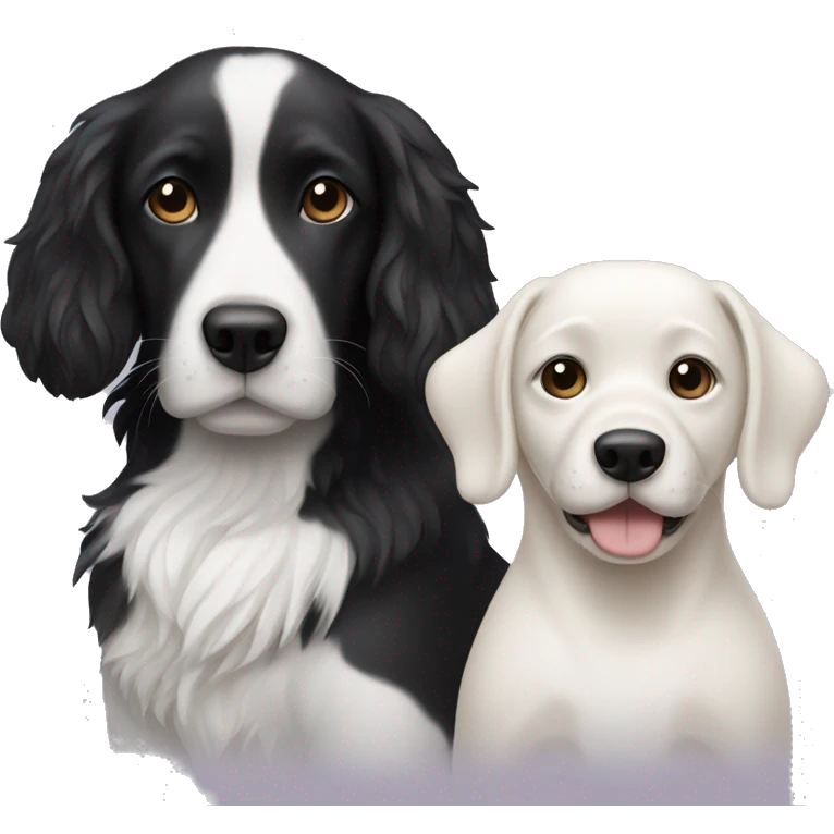 Two dogs one Black and one white dog  emoji
