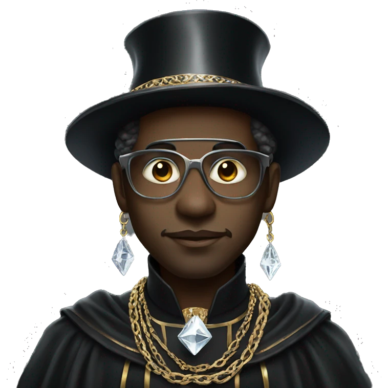 rich black magician, wearing diamond chains emoji