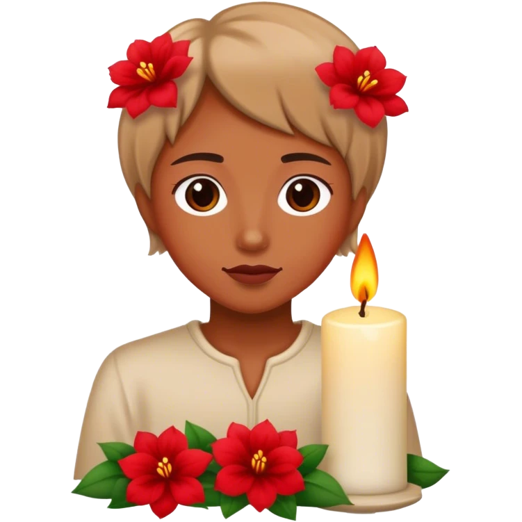 Romantic candle and red flowers  emoji