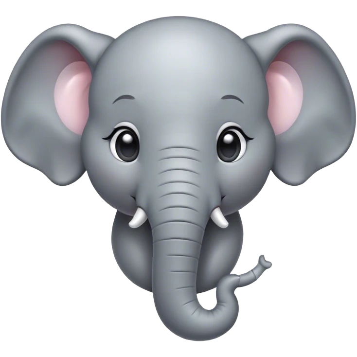 Cinematic Cute Elephant Portrait Emoji, Head tilted playfully and inquisitively, featuring a glossy gray hide with soft, rounded ears and round, sparkling eyes filled with curious wonder, Simplified yet irresistibly adorable features, highly detailed, glowing with a warm, friendly glow, high shine, affectionate and lively, stylized with a touch of gentle whimsy, bright and endearing, soft glowing outline, capturing the essence of a mischievous yet loving elephant, so playful it feels like it could lumber out of the screen into your arms! emoji
