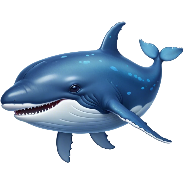 Cinematic Noble Humpback Whale Portrait Emoji, Poised and grand, with an enormous, barnacle-speckled blue-gray body, soulful, wise eyes, and a deeply serene presence, Simplified yet sharp and sophisticated features, highly detailed, glowing with a soft oceanic radiance, high shine, intelligent and powerful, stylized with an air of deep-sea mystery, focused and regal, soft glowing outline, capturing the essence of a legendary giant of the ocean that appears ready to glide majestically through the waves with effortless grace! emoji