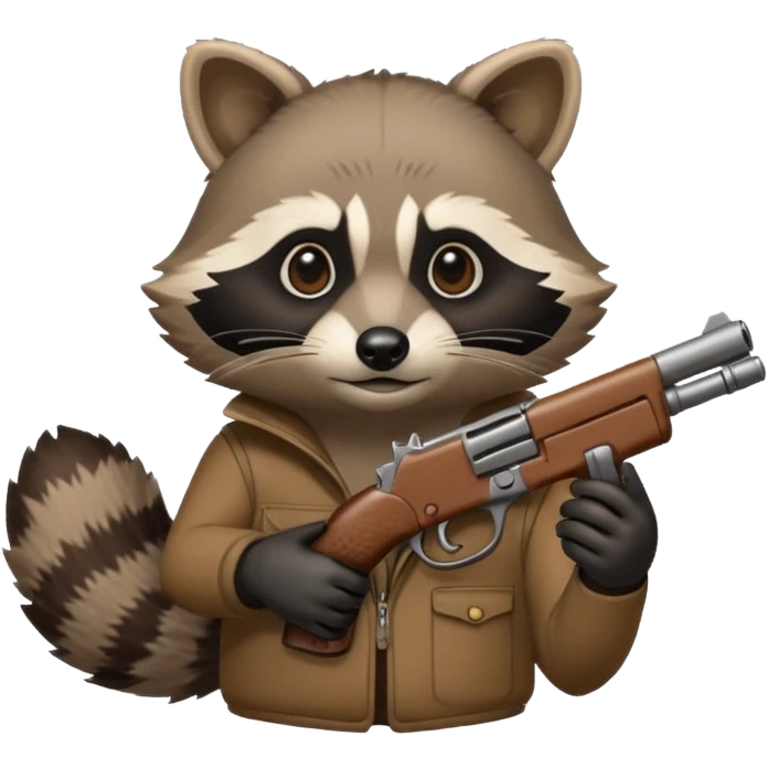 A raccoon pointing a gun at its head emoji