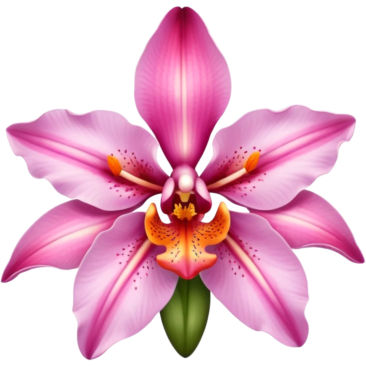 close-up pink and orange orchid and oriental lily flower emoji