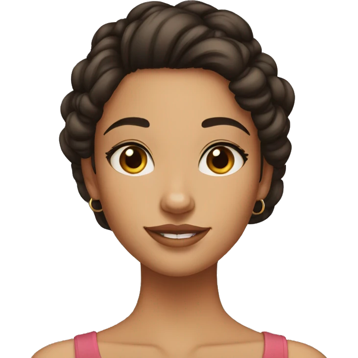girl, big nose, black hair in bun, hoop earrings, brown eyes, tan skin, freckles emoji