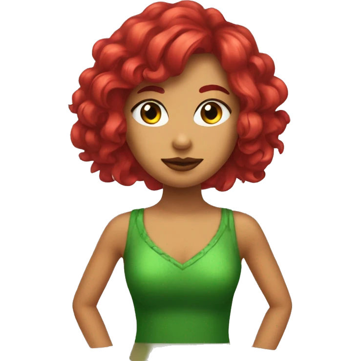 Chica cabello rojo y ondulado con ojos verdes emoji