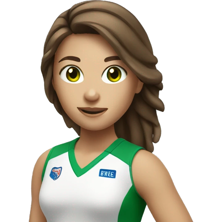 girl with brown hair and green eyes playing volleyball  emoji