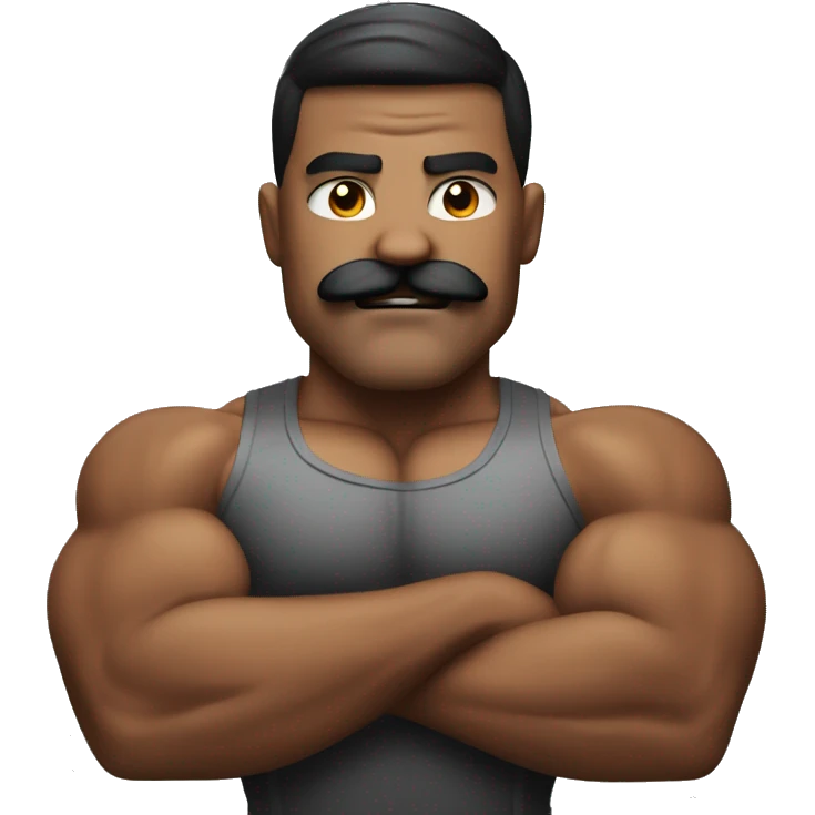Bodybuilder with the mustache flexing his muscles emoji