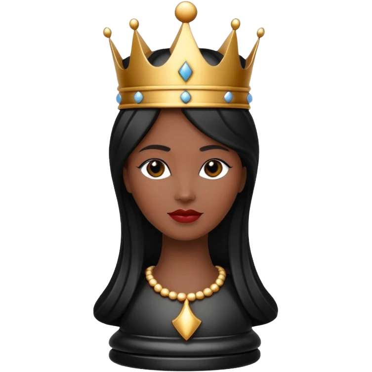 black queen chess piece, classic chess queen with a crown, elegant emoji