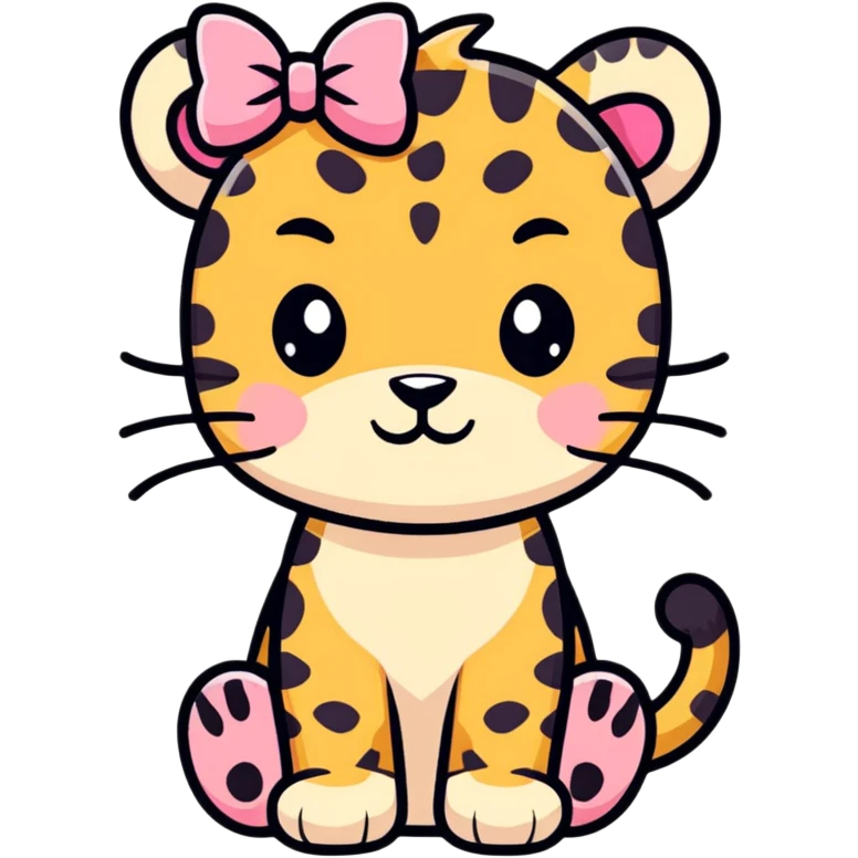 Leopard with tiny pink bow on head  emoji