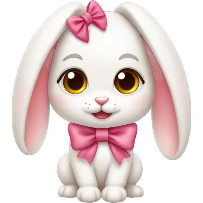 cute bunny with coquette bow emoji