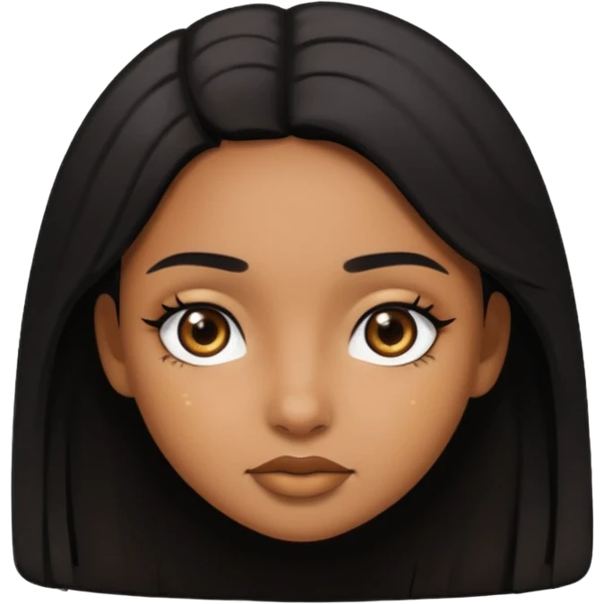 brown girl golden brown skin black eyes black hair emoji