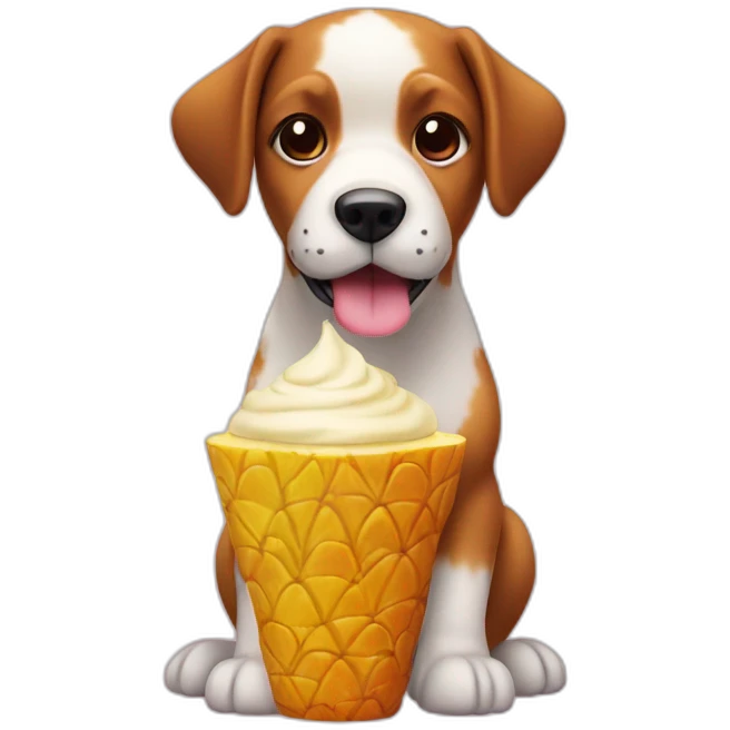a pudding dog in pineapple, high definition emoji