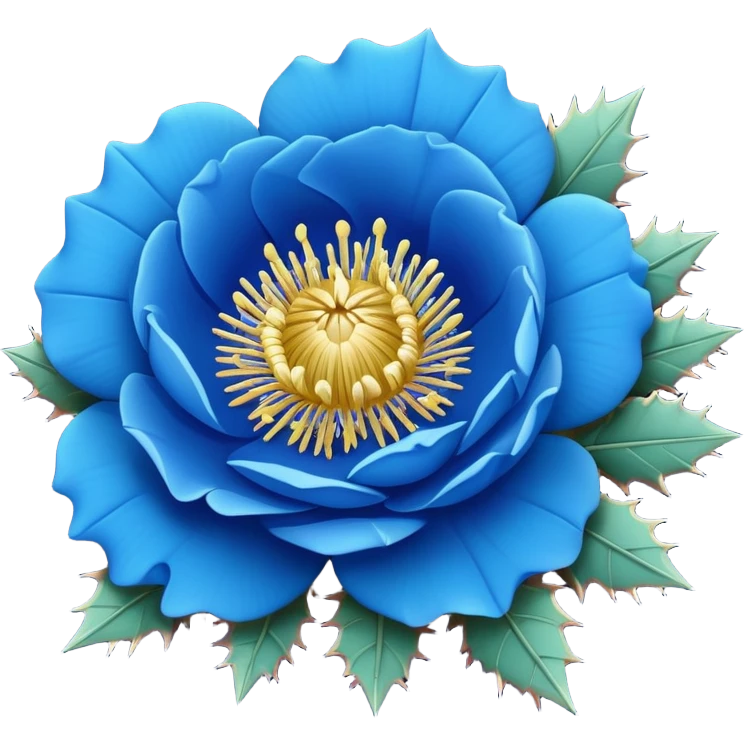 blue prickly rose emoji