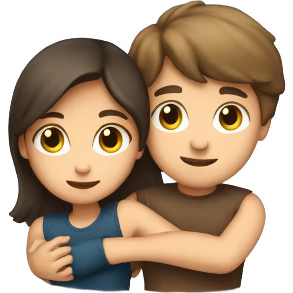 brunette emoji boy and girl hugging  emoji