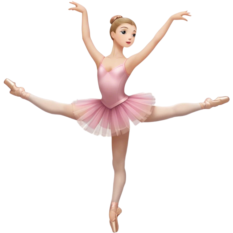 Icon for Ballet: a graceful ballerina in a tutu, poised in an elegant dance position, with a ballet barre and soft stage lighting. The icon should represent the art of ballet, with focus on fluid movement and classical performance. Transparent background. emoji