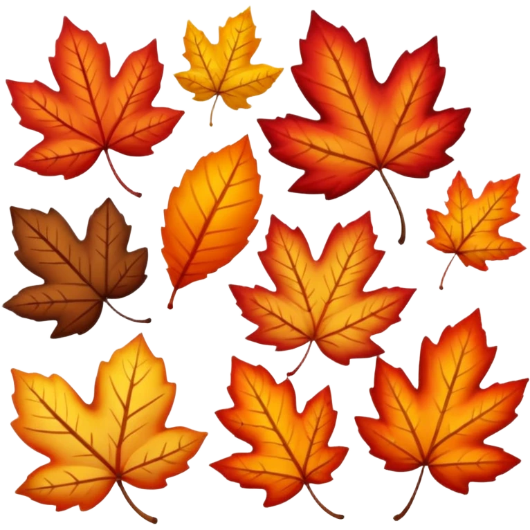 3 Red-orange-yellow-brown-gradients autumn leaves emoji