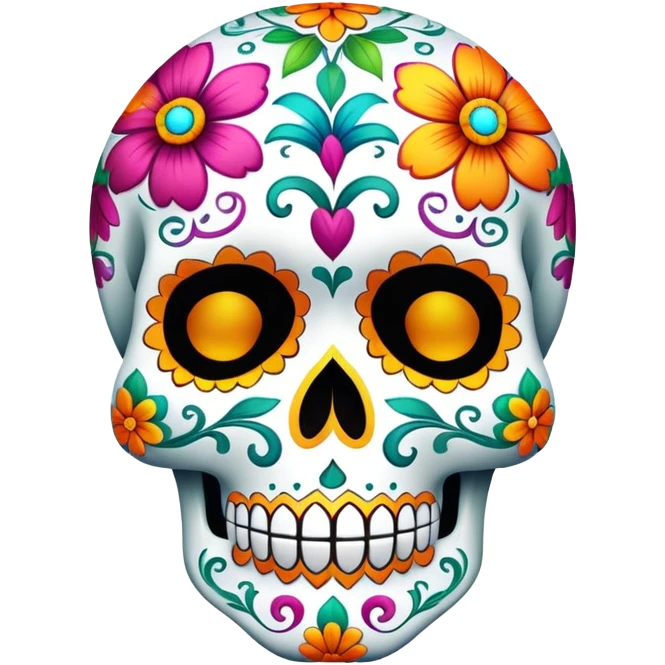 colorful decorated sugar skull with floral patterns emoji