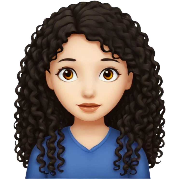 girl with long dark curly hair  emoji
