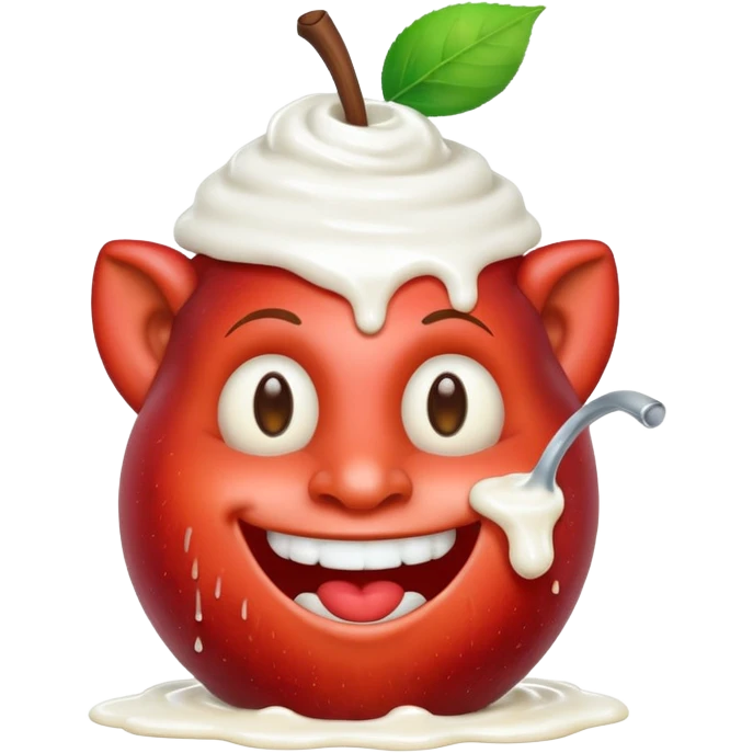 The Apple troll emoji with the staff covered in milk emoji
