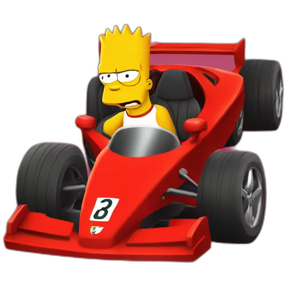 bart simpson driving a red ferrari car emoji