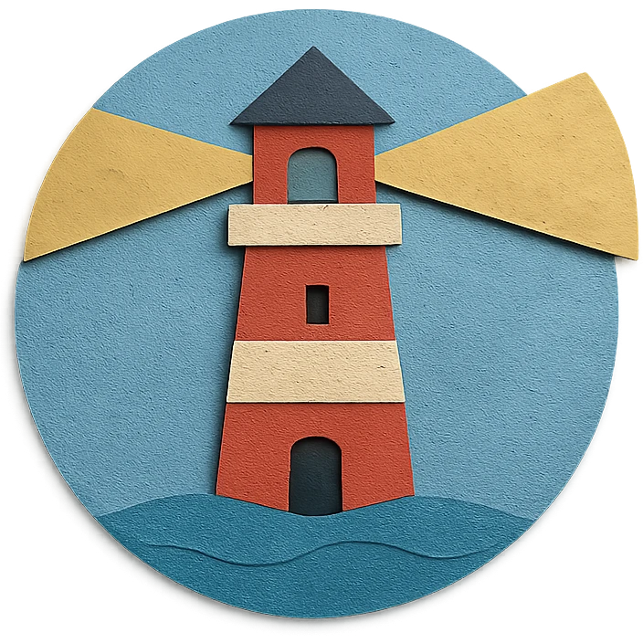 lighthouse in a circle frame emoji
