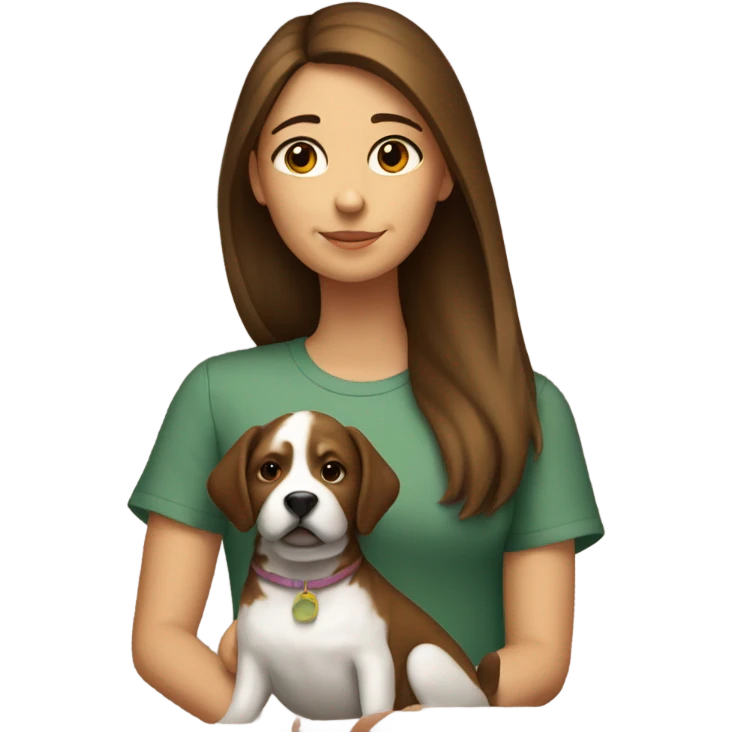 girl with brown hair and dog emoji
