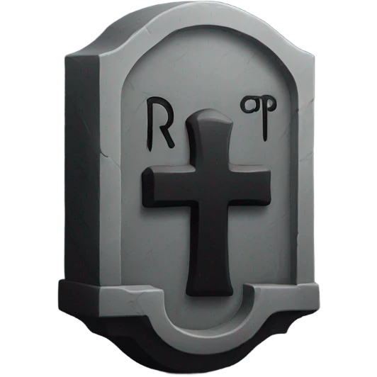 a black grave with the letters RIP on a silver  emoji