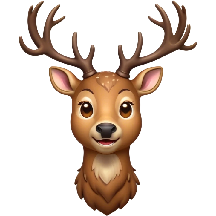 Cinematic Comical Deer Portrait Emoji, Head tilted dramatically with an exaggeratedly amused expression, featuring a sleek dappled coat and whimsically contorted antlers, wide, expressive eyes filled with playful disbelief, Simplified yet hilariously expressive features, highly detailed, glowing with a slightly sassy glow, high shine, dramatic yet playful, stylized with an air of cheeky woodland mischief, bright and endearing, soft glowing outline, capturing the essence of a spirited and over-the-top deer, so meme-worthy it feels like it could side-eye its way into forest folklore instantly! emoji