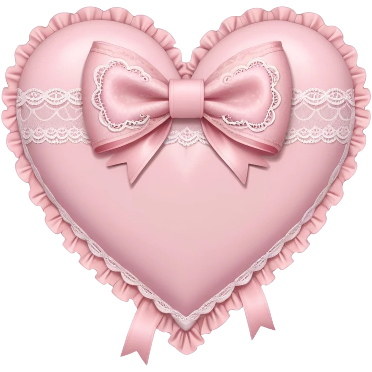 rococo Pastel pink heart with bow with lace and frills  emoji