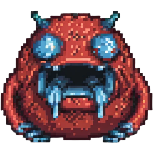 angry red slime monster pixel art emoji