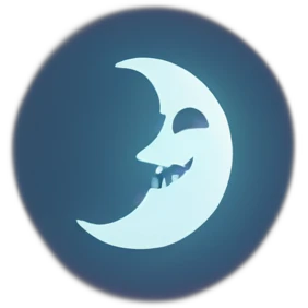 a moon mixed with a demon emoji