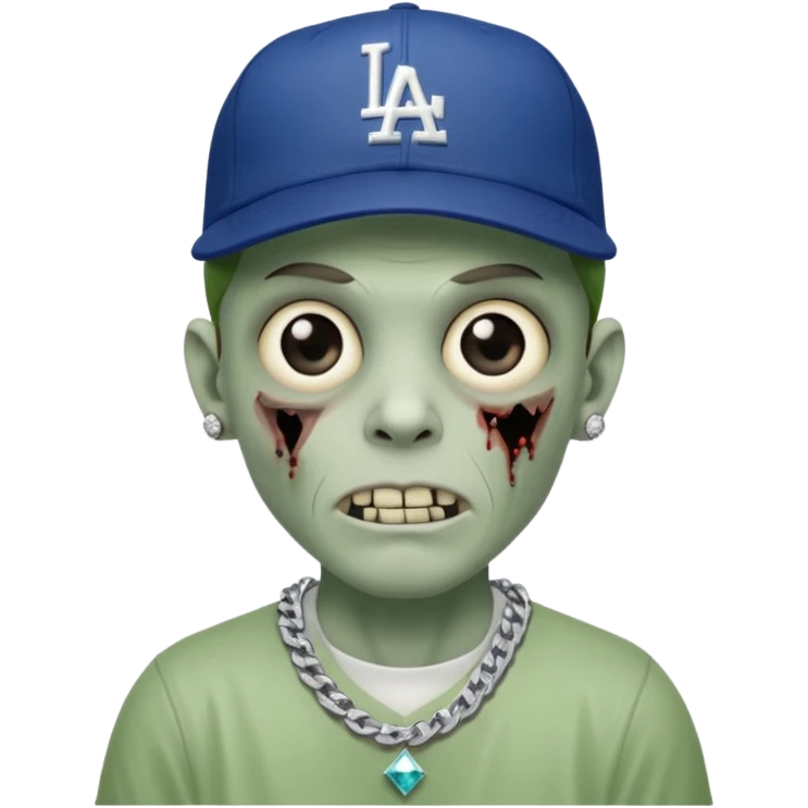Zombie con gorra de los Dodgers y cadena con diamantes  emoji