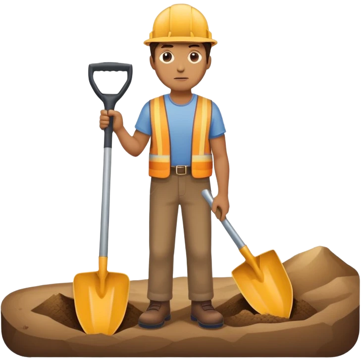 guy staring at road with a shovel in hand emoji