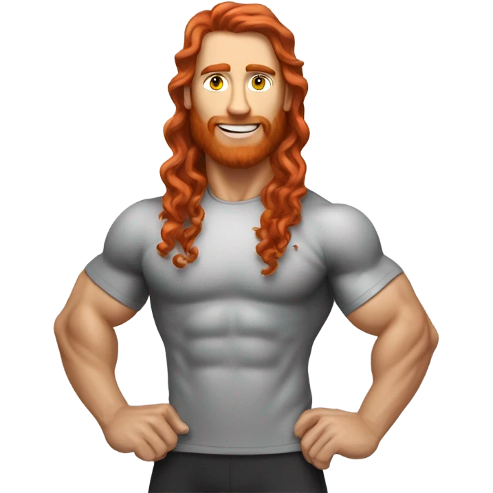Sporty kettlebelt coach with long curly red hair emoji