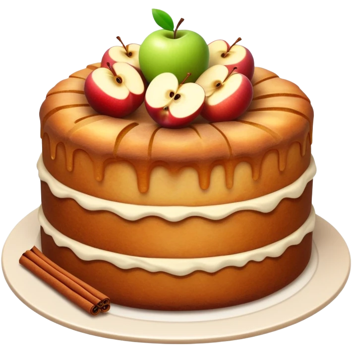 cinematic-realistic-apfelkuchen-dessert-emoji,-depicted-as-a-classic-apple-cake-bursting-with-cinnamon-and-apples-rendered-with-soft-textures-and-warm,-inviting-lighting. emoji