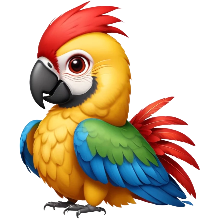 cinematic-cute-macaw-portrait-emoji,-head-tilted-playfully-and-inquisitively,-with-a-dazzling-red-plumage-and-round,-sparkling-eyes-filled-with-charm,-simplified-yet-irresistibly-adorable-features,-highly-detailed emoji