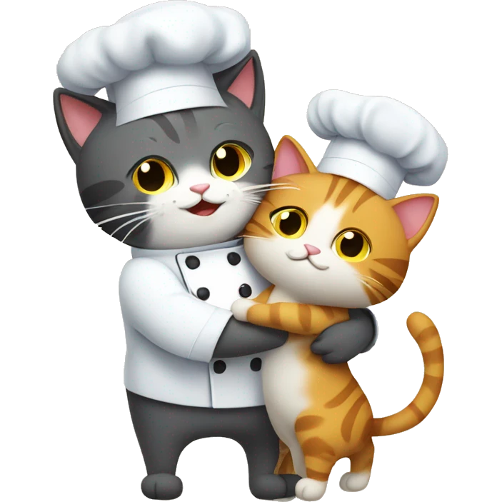 chef cat hugging another cat emoji